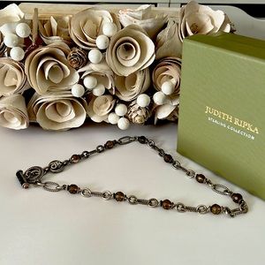 Judith Ripka smoky quarts, onyx and citrine toggle necklace